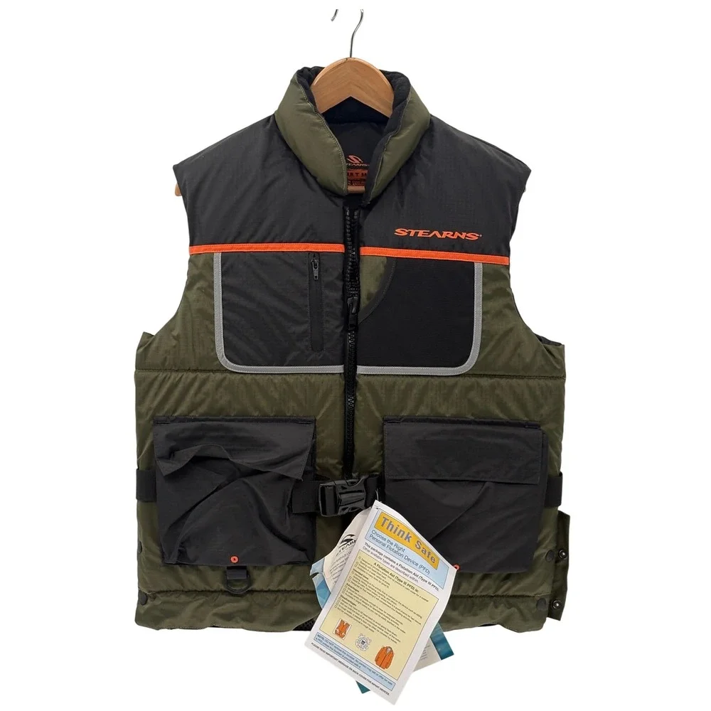Stearns Fishing Vest Floatation Men Size Medium Green Outdoor‎ New